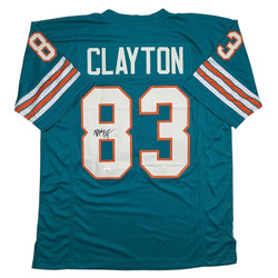 Autographed/Signed Mark Clayton Miami Teal Football Jersey JSA COA (ONLINE ORDER ONLY)