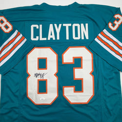 Autographed/Signed Mark Clayton Miami Teal Football Jersey JSA COA (ONLINE ORDER ONLY)