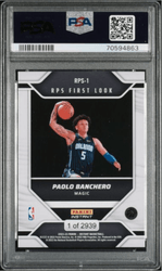 Graded 2022 Panini Instant Paolo Banchero #RPS1 RPS First Look /2939 Rookie RC Basketball Card PSA 10 Gem Mint
