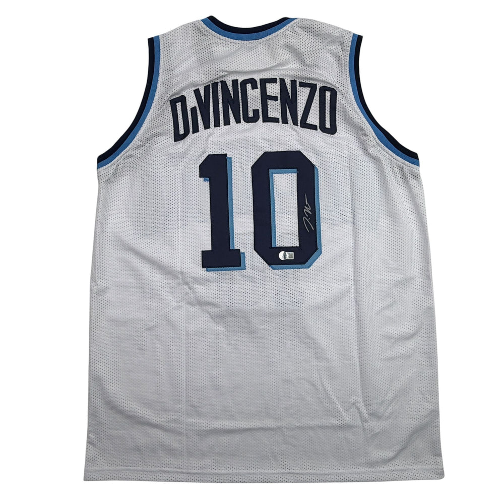 Autographed/Signed Donte DiVincenzo Villanova White College Basketball Jersey Beckett BAS COA (ONLINE ORDER ONLY)