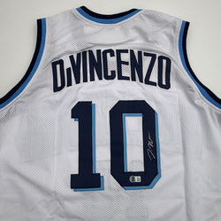 Autographed/Signed Donte DiVincenzo Villanova White College Basketball Jersey Beckett BAS COA (ONLINE ORDER ONLY)