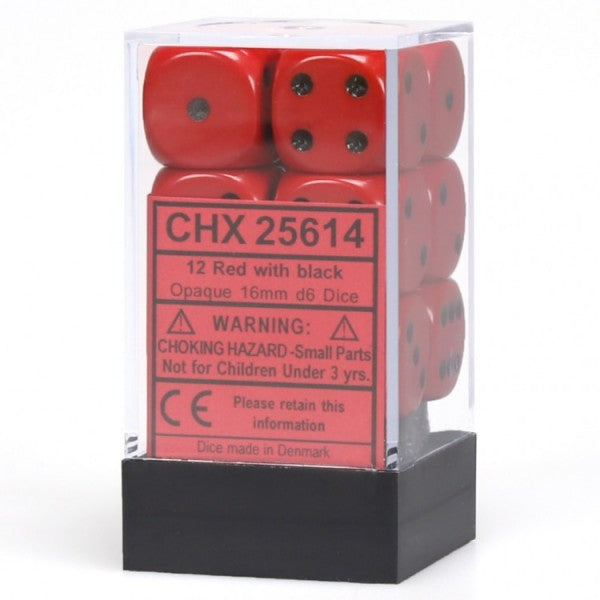 Opaque: 16mm D6 Red/Black (12)