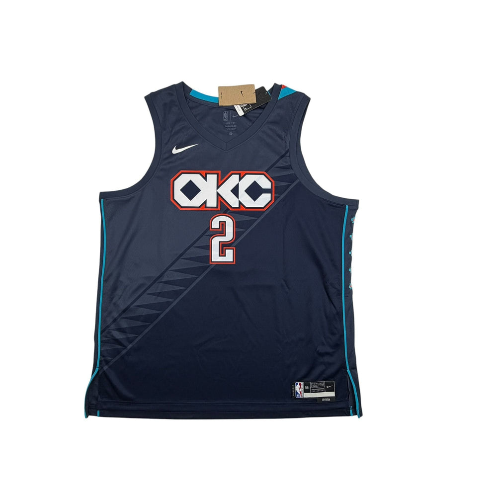 Autographed/Signed Shai Gilgeous-Alexander SGA Oklahoma City OKC Thunder Navy Blue City Edition Authentic Basketball Jersey PSA/DNA COA (ONLINE ORDER ONLY)
