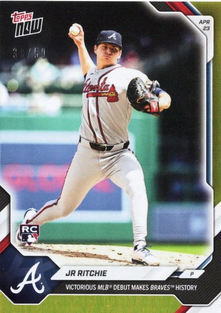 2026 Topps Now JR Ritchie #113 Gold Foil /50 Victorious MLB Debut Makes Braves History Atlanta Braves Rookie RC Baseball Card