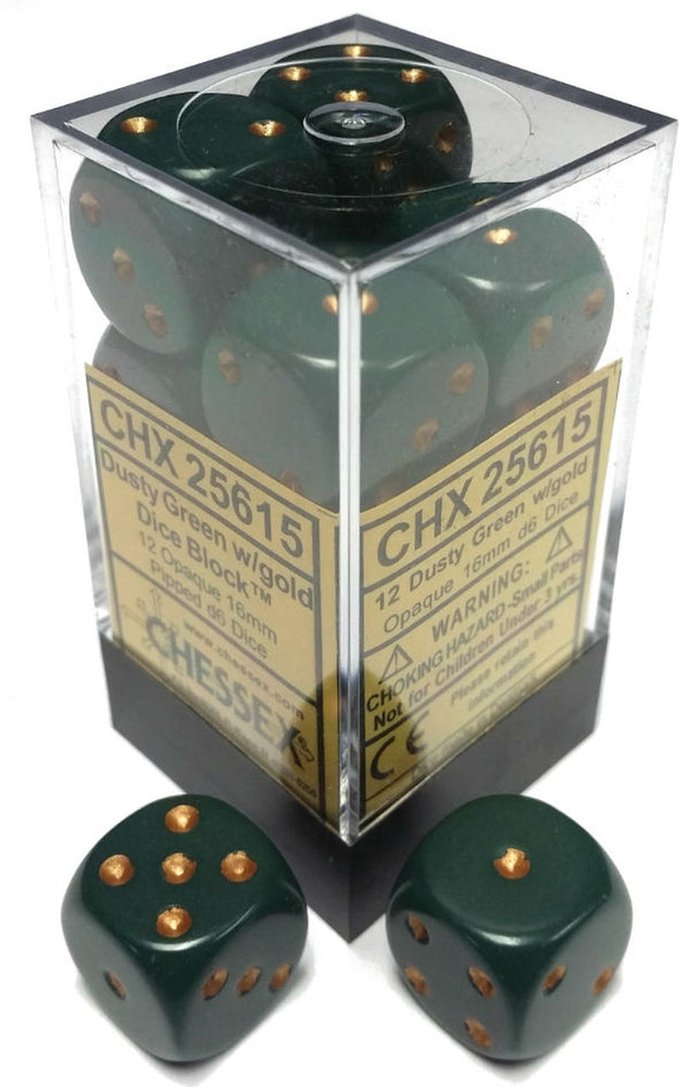 Opaque: 16mm D6 Dusty Green/Copper (12)