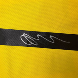 Autographed/Signed Jadon Sancho Borussia Dortmund Yellow Soccer Futbol Jersey Beckett BAS COA (ONLINE ORDER ONLY)