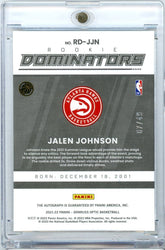2021 Panini Donruss Optic Jalen Johnson #RDJJN /49 Dominators Auto Rookie RC Basketball Card