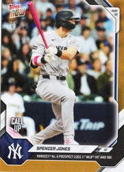 2026 Topps Now Spencer Jones #186 Orange Foil /25 Yankees Number 6 Prospect Logs 1st MLB Hit and RBI New York Yankees Rookie RC Baseball Card