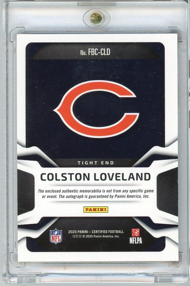2025 Panini Certified Colston Loveland #FBCCLD Freshman Fabric Auto /249 Rookie RC Football Card
