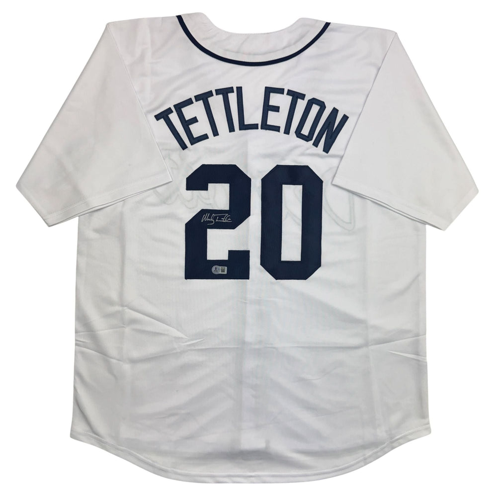 Autographed/Signed Mickey Tettleton Detroit White Baseball Jersey Beckett BAS COA
