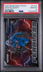 Graded 2025 Panini Prizm Draft Picks Ashton Jeanty #F-AJY Fearless Rookie RC Football Card PSA 10 Gem Mint