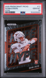 Graded 2025 Panini Prizm Draft Picks Quinn Ewers #11 Hype Rookie RC Football Card PSA 10 Gem Mint