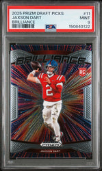 Graded 2025 Panini Prizm Draft Picks Jaxson Dart #11 Brilliance Rookie RC Football Card PSA 9 Mint (ONLINE ORDER ONLY)