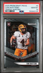 Graded 2025 Panini Prizm Draft Picks Cam Skattebo #5 Trophy Hunting Rookie RC Football Card PSA 10 Gem Mint (ONLINE ORDER ONLY)
