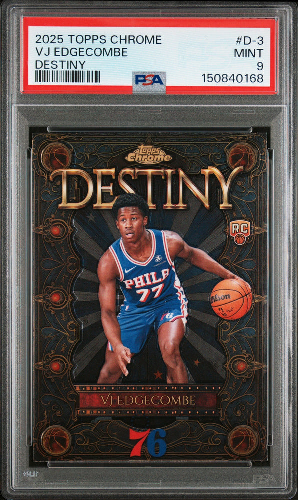 Graded 2025 Topps Chrome VJ Edgecombe #D3 Destiny Rookie RC Basketball Card PSA 9 Mint (ONLINE ORDER ONLY)