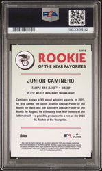 Graded 2024 Topps Bowman Mega Box M/B Junior Caminero #ROY8 Rookie of the Year Favorite RC Baseball Card PSA 10 Gem Mint