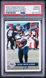 Graded 2023 Panini Instant Jaxon Smith Njigba #RRR27 Rated Rookie Retro RC Football Card PSA 10 Gem Mint