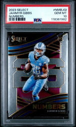 Graded 2023 Panini Select Jahmyr Gibbs #NMBJGI Numbers Rookie RC Football Card PSA 10 Gem Mint (ONLINE ORDER ONLY)