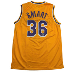 Autographed/Signed Marcus Smart Los Angeles Yellow Basketball Jersey Beckett BAS COA (ONLINE ORDER ONLY)