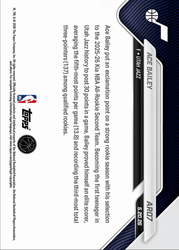 2025 Topps Now Ace Bailey #AR07 2025-26 KIA NBA All Rookie Second Team Selection Utah Jazz Rookie RC Basketball Card