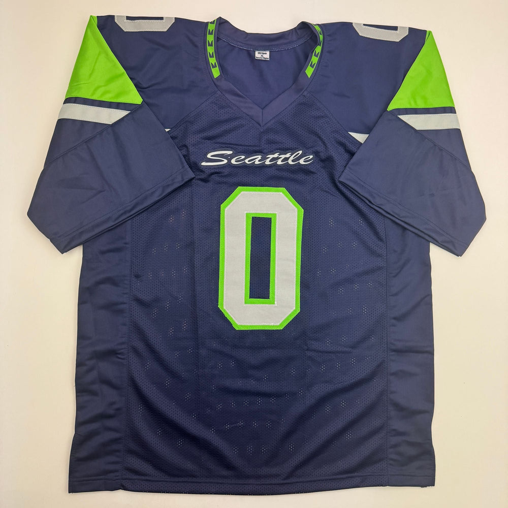 Autographed/Signed Demarcus Lawrence Seattle Blue Football Jersey Beckett BAS COA (ONLINE ORDER ONLY)
