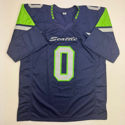 Autographed/Signed Demarcus Lawrence Seattle Blue Football Jersey Beckett BAS COA (ONLINE ORDER ONLY)