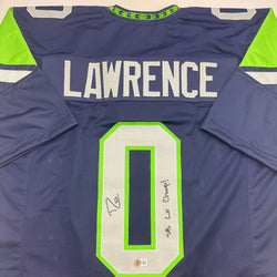 Autographed/Signed Demarcus Lawrence Seattle Blue Football Jersey Beckett BAS COA (ONLINE ORDER ONLY)