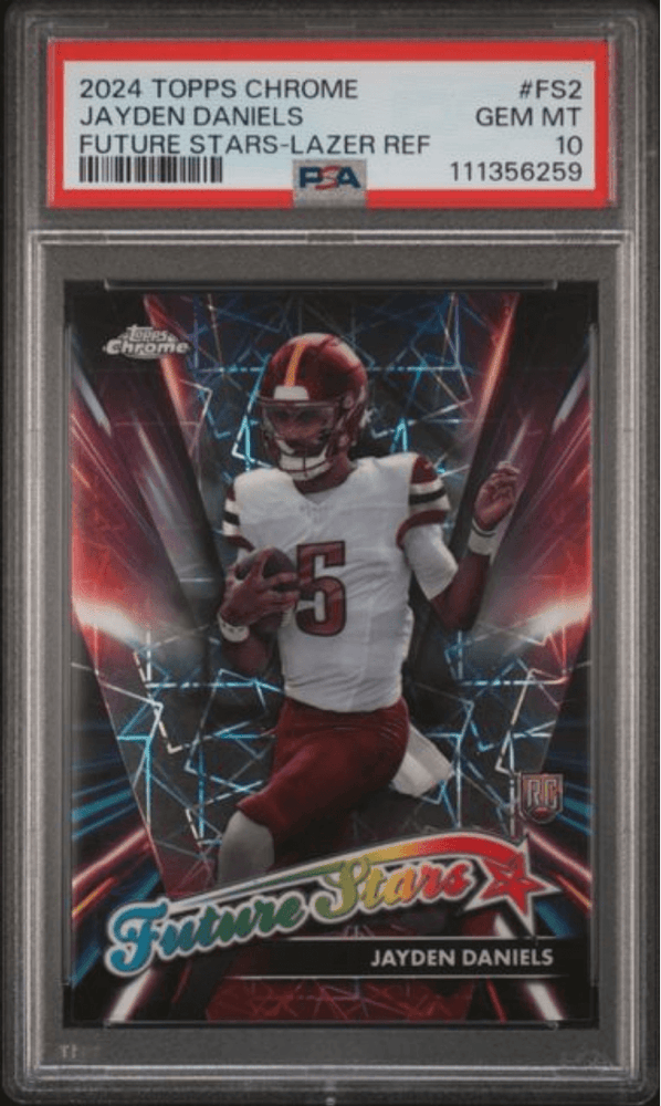 Graded 2024 Topps Chrome Jayden Daniels #FS2 Future Stars Lazer Refractor Rookie RC Football Card PSA 10 Gem Mint (ONLINE ORDER ONLY)