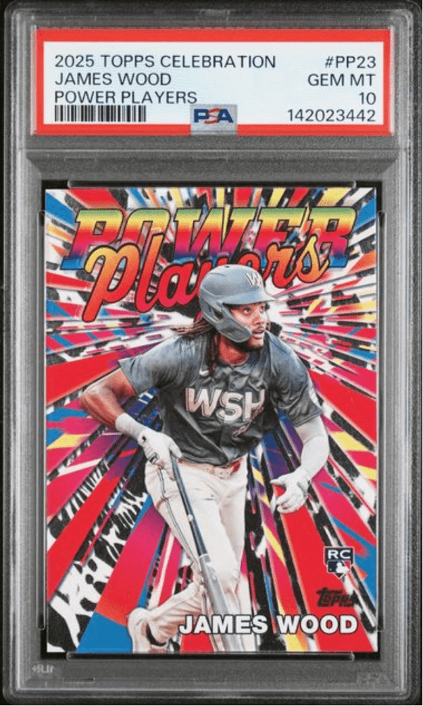 Graded 2025 Topps Celebration James Wood #PP23 Power Players Rookie RC Baseball Card PSA 10 Gem Mint (ONLINE ORDER ONLY)