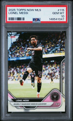 Graded 2025 Topps Now MLS Lionel Messi #115 Secures 1st Golden Boot Honor in Club History Soccer Card PSA 10 Gem Mint (ONLINE ORDER ONLY)