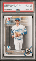 Graded 2022 Topps Bowman 1st Edition Bobby Witt Jr #BPPF146 Rookie RC Baseball Card PSA 10 Gem Mint (ONLINE ORDER ONLY)