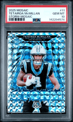Graded 2025 Panini Mosaic Tetairoa McMillan #11 Storm Mosaic Rookie RC Football Card PSA 10 Gem Mint (ONLINE ORDER ONLY)