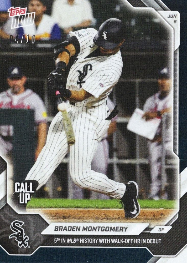 2026 Topps Now Braden Montgomery #311 Black Foil /10 5th in MLB History with Walk Off Home Run in Debut Chicago White Sox Rookie RC Baseball Card (ONLINE ORDER ONLY)
