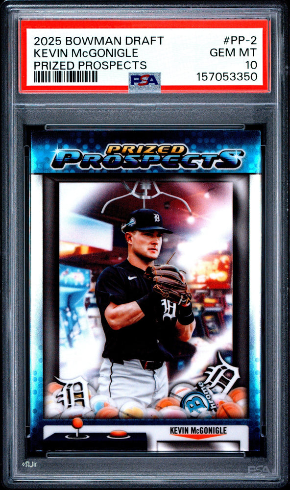 Graded 2025 Topps Bowman Draft Kevin McGonigle #PP2 Prized Prospects Rookie RC Baseball Card PSA 10 Gem Mint (ONLINE ORDER ONLY)