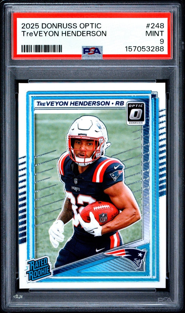 Graded 2025 Panini Donruss Optic TreVeyon Henderson #248 Rookie RC Football Card PSA 9 Mint (ONLINE ORDER ONLY)
