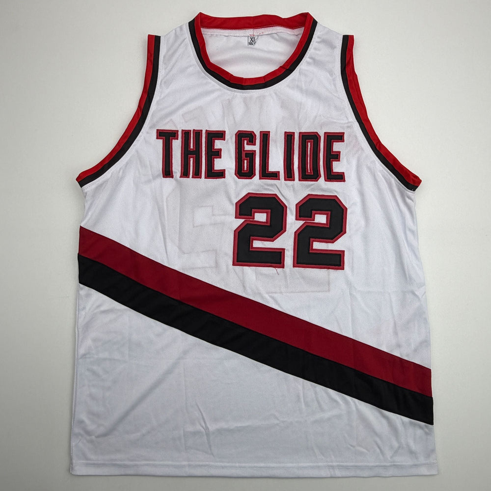 Autographed/Signed Clyde Drexler Portland White Basketball Jersey JSA COA (ONLINE ORDER ONLY)