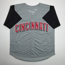 Autographed/Signed Pokey Reese Cincinnati Grey Baseball Jersey Beckett BAS COA (ONLINE ORDER ONLY)