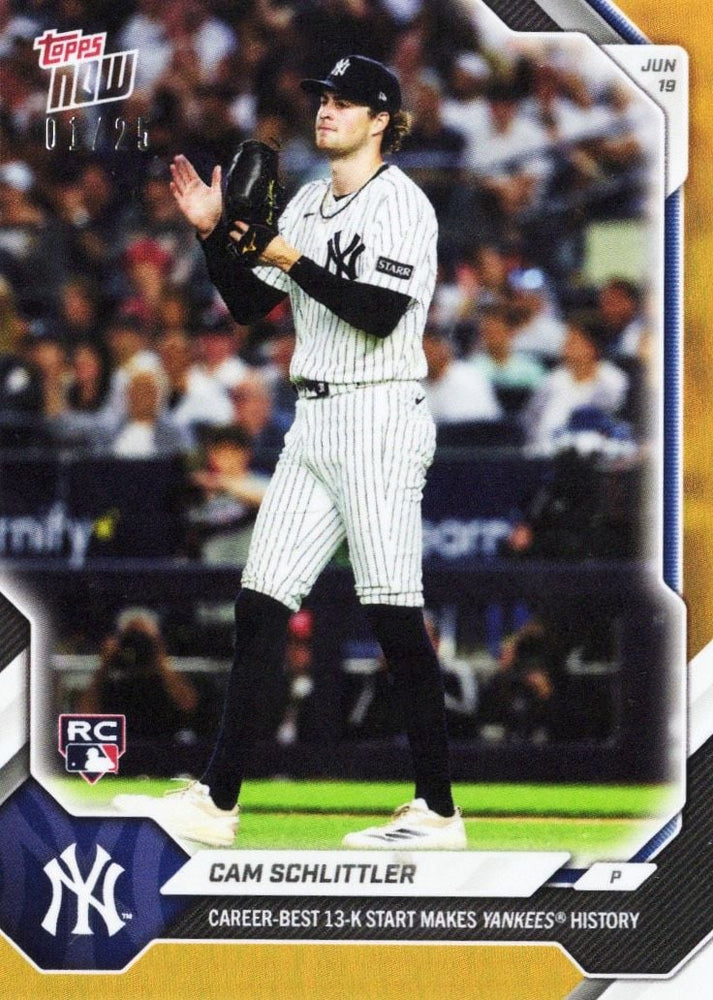 2026 Topps Now Cam Schlittler #355 Orange Foil /25 Career Best 13K Start Makes Yankees History New York Yankees Rookie RC Baseball Card (ONLINE ORDER ONLY)