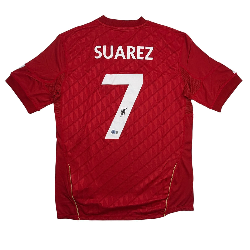 Autographed/Signed Luis Suarez Liverpool Red Soccer Futbol Jersey Beckett BAS COA (ONLINE ORDER ONLY)