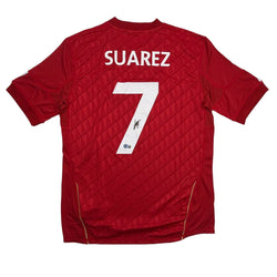 Autographed/Signed Luis Suarez Liverpool Red Soccer Futbol Jersey Beckett BAS COA (ONLINE ORDER ONLY)