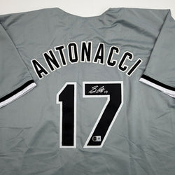 Autographed/Signed Sam Antonacci Chicago Grey Baseball Jersey Beckett BAS COA (ONLINE ORDER ONLY)