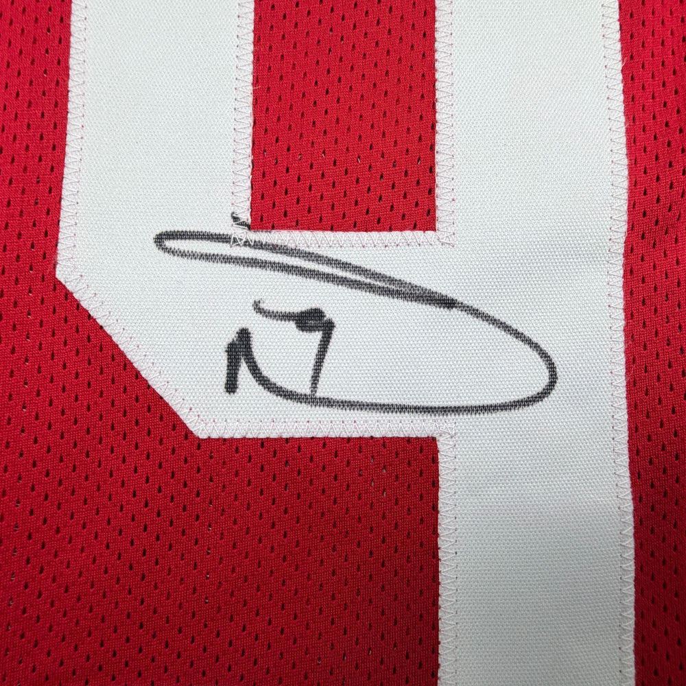 Autographed/Signed Donte Whitner Ohio State Red College Football Jersey Beckett BAS COA (ONLINE ORDER ONLY)