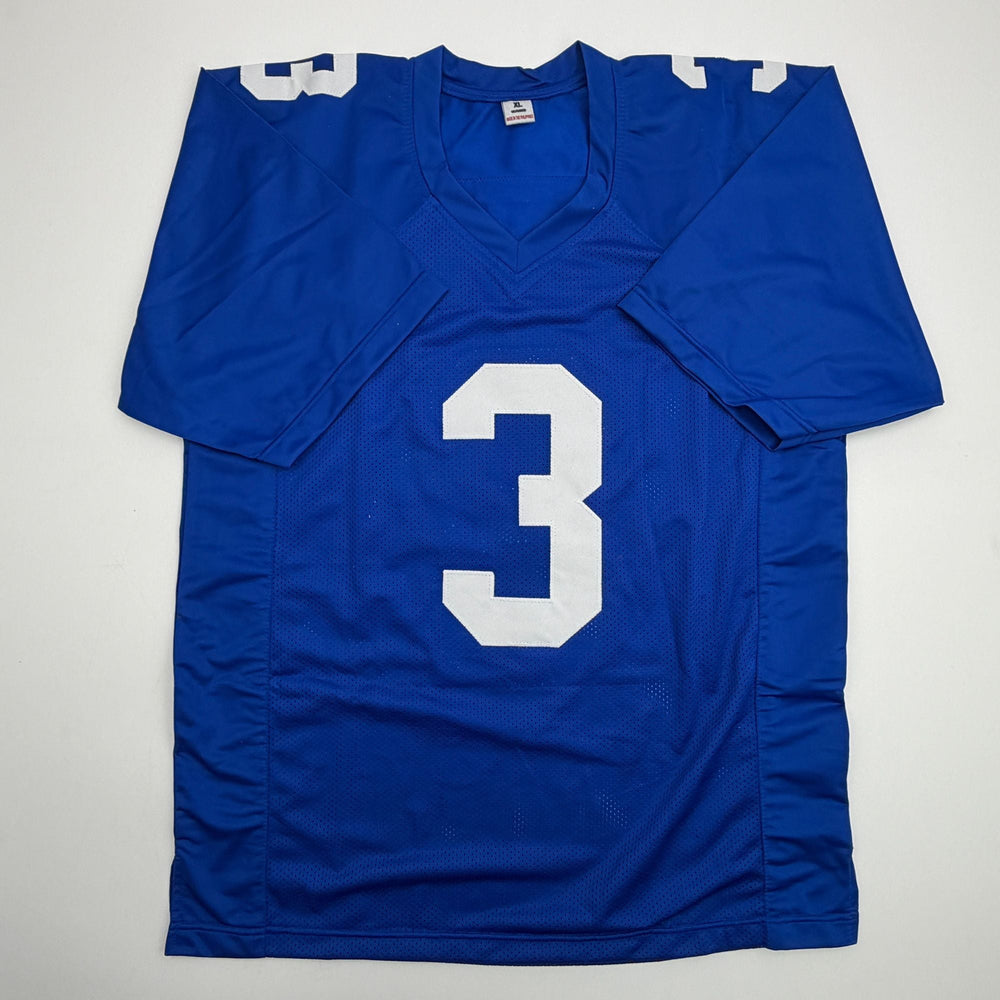 Autographed/Signed Abdul Carter New York #3 Blue Football Jersey Beckett BAS COA (ONLINE ORDER ONLY)