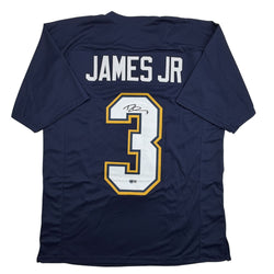 Autographed/Signed Derwin James Los Angeles San Diego Navy Blue Football Jersey Beckett BAS COA (ONLINE ORDER ONLY)