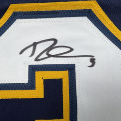 Autographed/Signed Derwin James Los Angeles San Diego Navy Blue Football Jersey Beckett BAS COA (ONLINE ORDER ONLY)