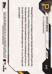 2026 Topps Now Konnor Griffin #379 Black Foil /10 5th Youngest in MLB History to Hit Leadoff Home Run Pittsburgh Pirates Rookie RC Baseball Card (ONLINE ORDER ONLY)