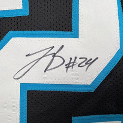 Framed Autographed/Signed Jonathon Brooks 35x39 Carolina Black Football Jersey JSA COA (ONLINE ORDER ONLY)