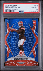 Graded 2025 Panini Phoenix Shedeur Sanders #154 Purple Hyper /249 Rookie RC Football Card PSA 10 Gem Mint (ONLINE ORDER ONLY)