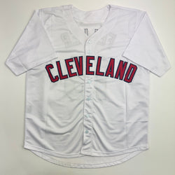 Autographed/Signed Bob Feller Cleveland White Baseball Jersey JSA COA (ONLINE ORDER ONLY)