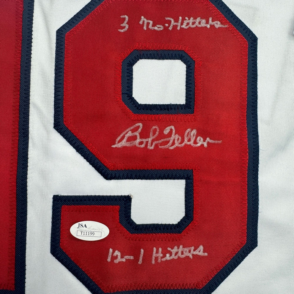 Autographed/Signed Bob Feller Cleveland White Baseball Jersey JSA COA (ONLINE ORDER ONLY)